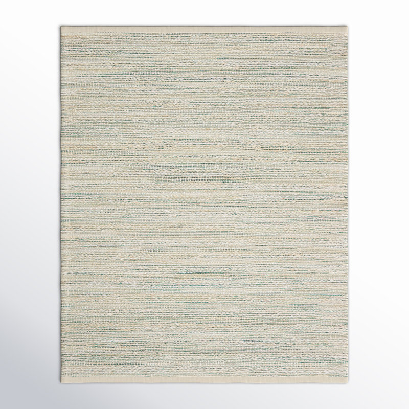 Ian Handmade White/Gray/Teal Area Rug, Rectangle 8' x 10'