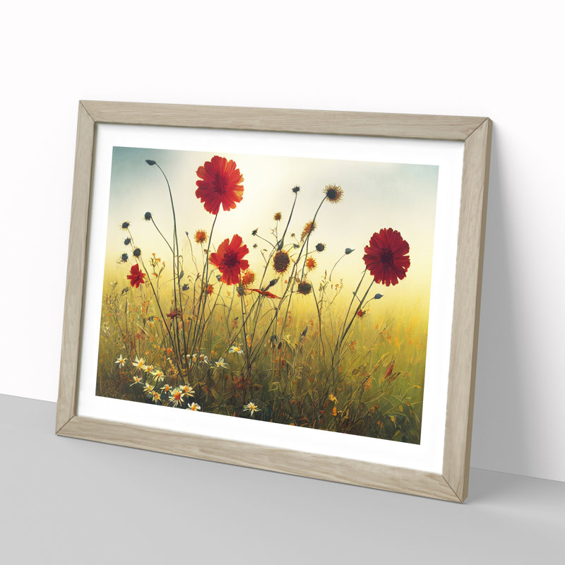 Great Wildflowers Floral 1 Piece Single Picture Frame Painting, 34cm H x 46cm W x 2cm D, Oak