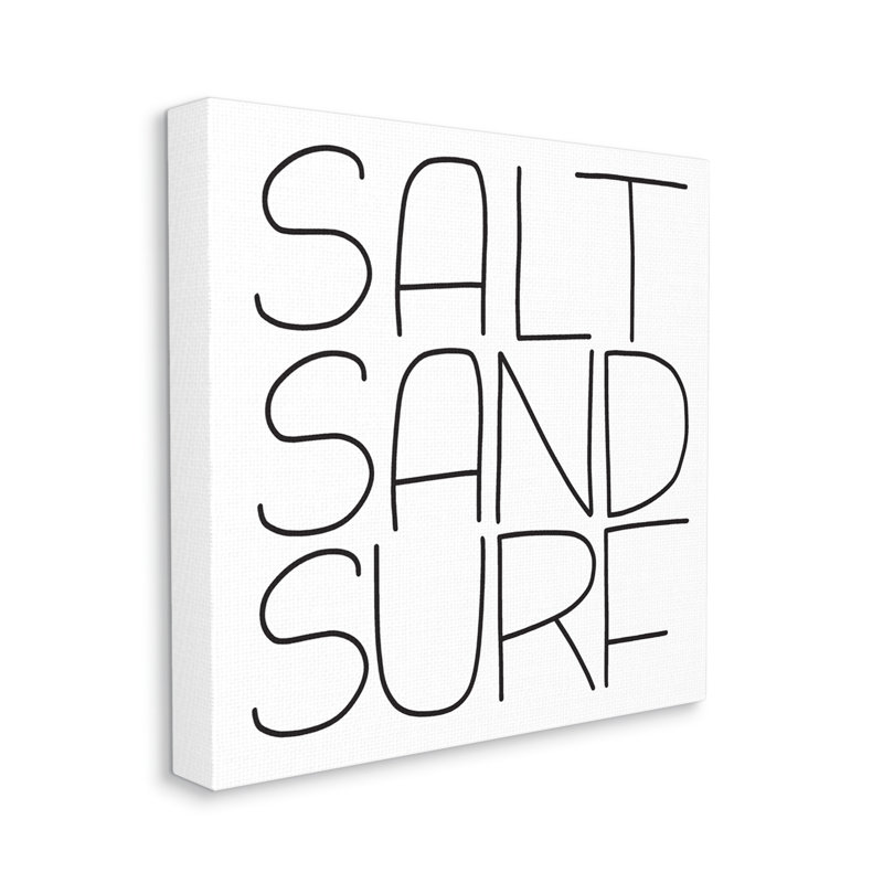 «Salt Sand Surf Beach Sports Calligraphy Expression» par Leah Bisch, H 17 po x l 17 po x P 1,5 po