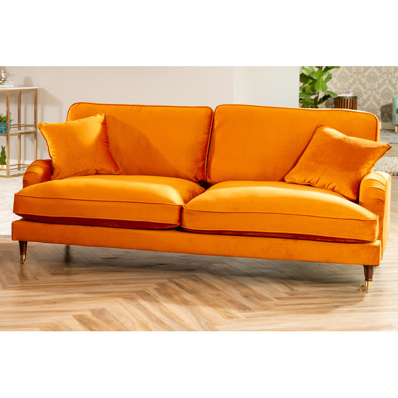 Fabiola Velvet Sofa, 4, Orange