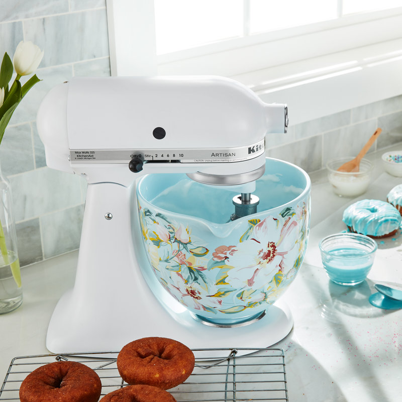 KitchenAid 5-Quart Titanium-Reinforced Ceramic Bowl for Tilt-Head Stand Mixers in White Gardenia