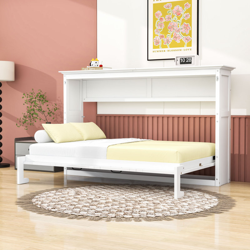 Lit simple escamotable en bois avec lattes