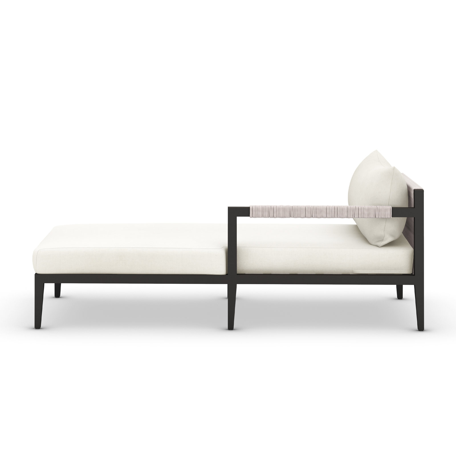 Nida 33'' Outdoor Aluminum Chaise Lounge, Polyester Blend Ivory, Bronze