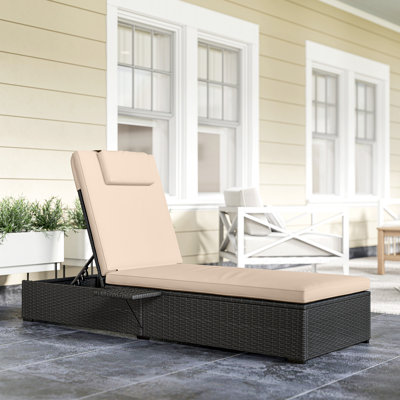 Outsunny Rattan Sun Lounger 5-Level Reclining 120kg Weight Capacity Black