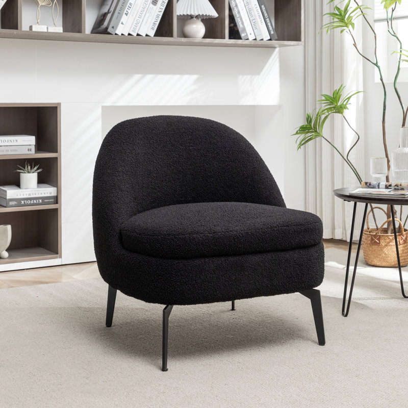 Fauteuil demi-tonneau rembourré Bula, Polyester noir