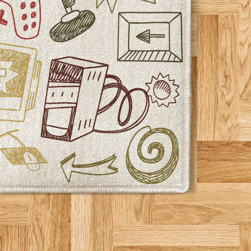 Tapis décoratif en fibre de polyester à haute densité Ozie, Rectangle 2 pi 5 po x 5 pi