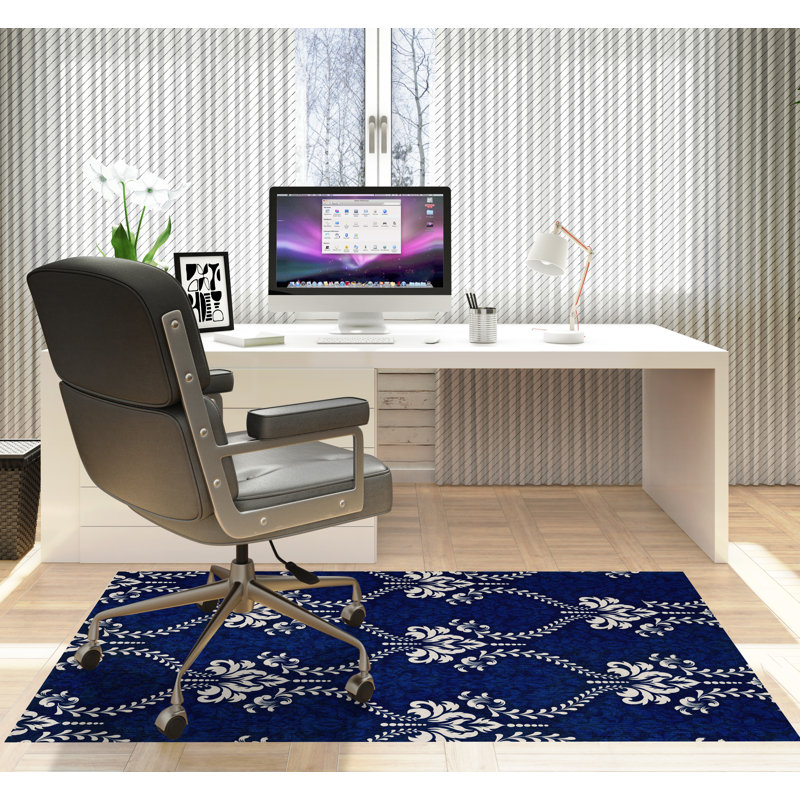 Tapis de chaise rectangulaire Novelle, L 48 po x L 72 po, Bleu marine