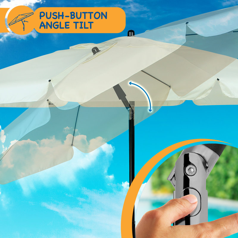 SUNMER 2M Beach Umbrella with Tilt Mechanism, Ivory