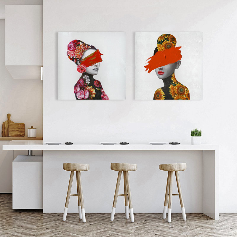 Flowers And Sunflowers - 2 Piece Wrapped Canvas Print