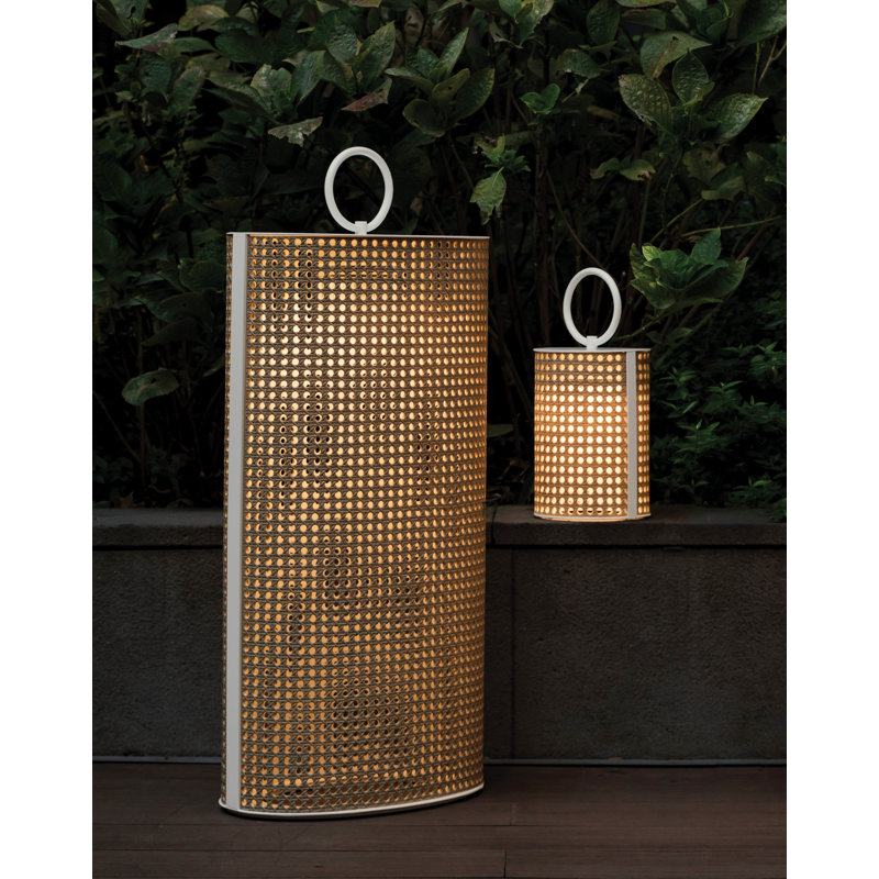 Clara Battery Operated Outdoor Floor Lamp, Matt White Lacquered, 32.72" H x 14.21" W x 8.85" D