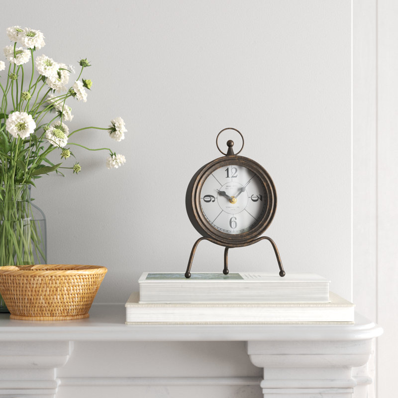Analog Mechanical Tabletop Clock in Dark Brown