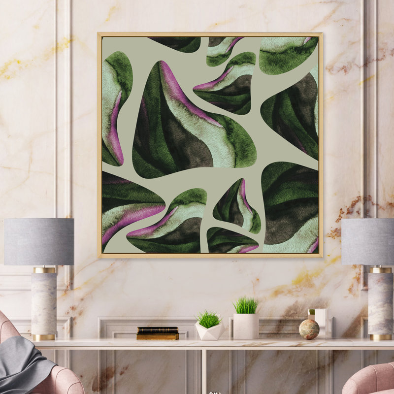 1_Abstrait vert foncé organique Elements I - impression d'art moderne sur toile, H 16 po x l 16 po x P 1 po