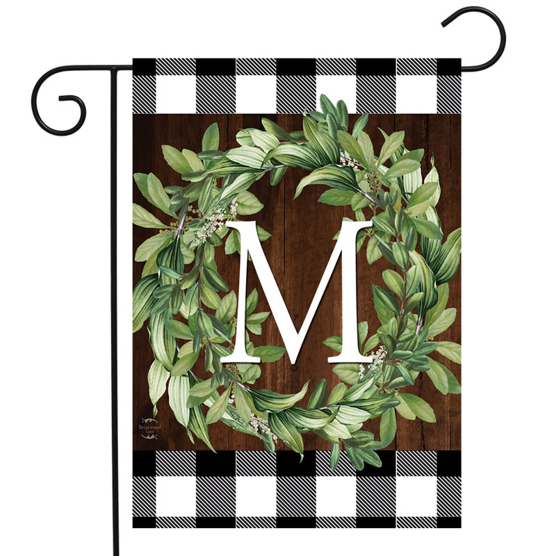 Wreath Monogram M Garden Flag