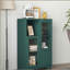 Armoire peinte en panneau de fibres à densité moyenne avec portes et tiroir en verre, espace de rangement ouvert-1348761440