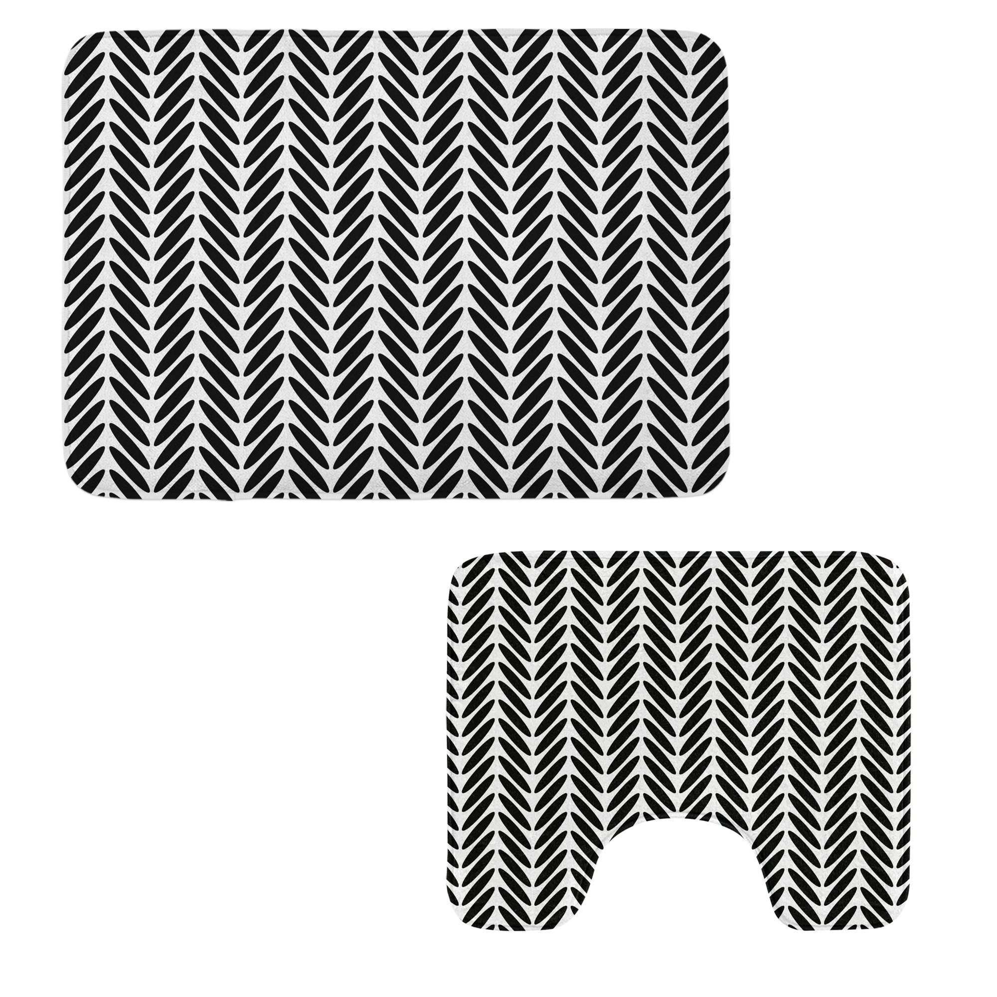 East Urban Home Chevron Bathroom Rug Set 2 Pieces Rectangle & Contour ...