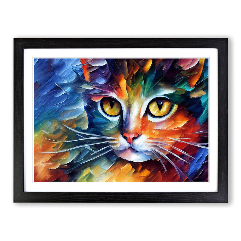 Cat Vol.2 Abstract - Framed Print, Black Framed, 46cm H x 64cm W x 2cm D