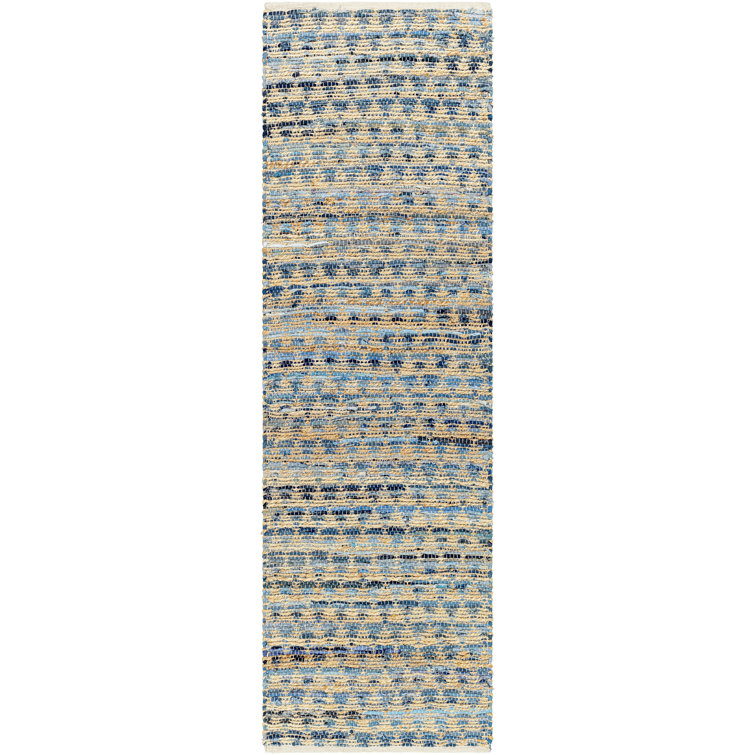 Handmade Blue, Beige, Tan Rug