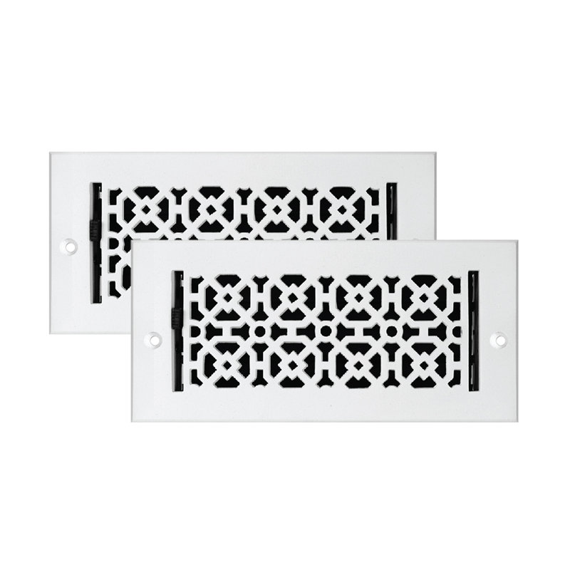 PAQUET de 2 ouvertures de conduit d'air 4 po x 10 po Achtek (5-1 / 2 po x 11-3 / 4 po), Blanc thermolaqué