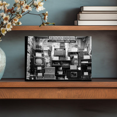 1940S Window Of Store Selling Radios And Televisions Advertising A Million Dollar Sale Classic Retro Vintage City Wall Art