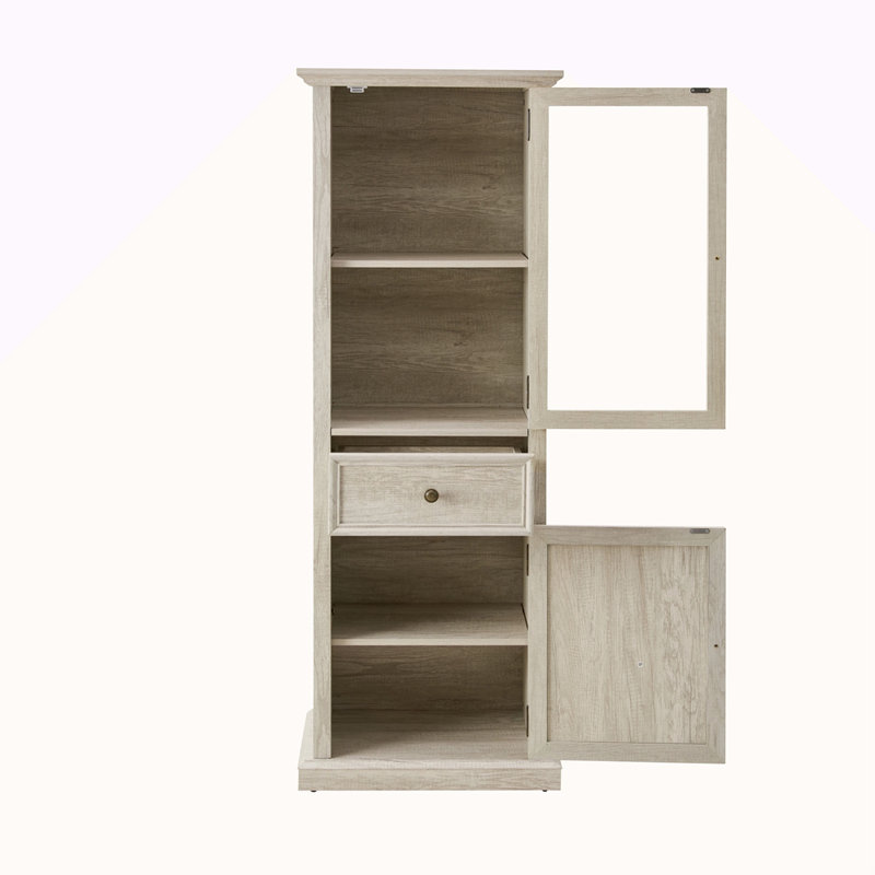 Grande armoire de rangement moderne avec portes et tablettes en verre - Buffet autoportant polyvalent avec tiroir pour le salon, la cuisine, la salle à manger et le bureau