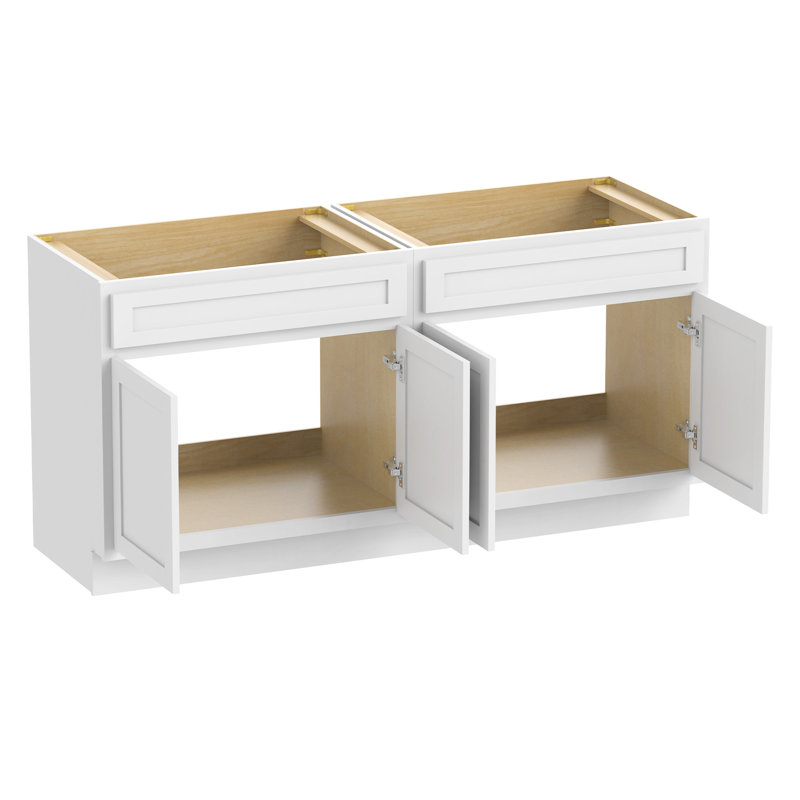 78" Double Bathroom Vanity Base Only, White