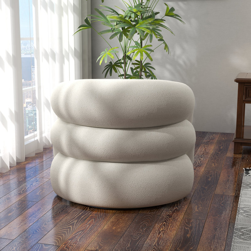 Upholstered Swivel Barrel Chair, White
