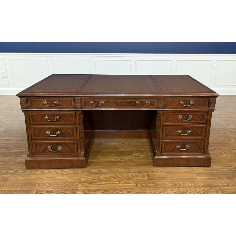 Traditional Mahogany Executive Desk, 30" H x 72" W x 36" D