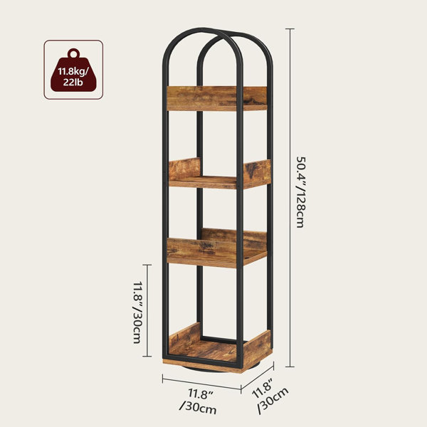 Bibliothèque Rotative 5 Niveaux Vasagle - Tour De Rangement Pour Coin, Bois Et Métal Noir, 147cm