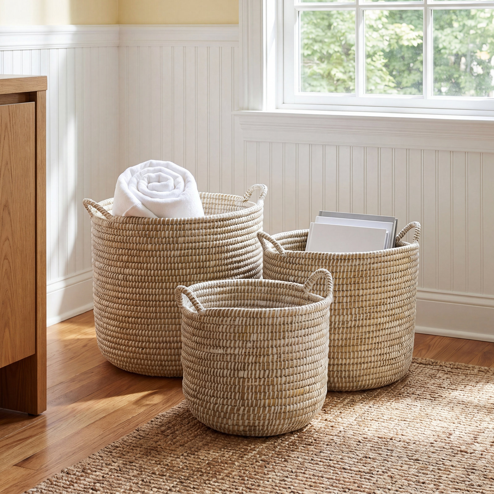 Vira Handmade Seagrass Storage Bin Set