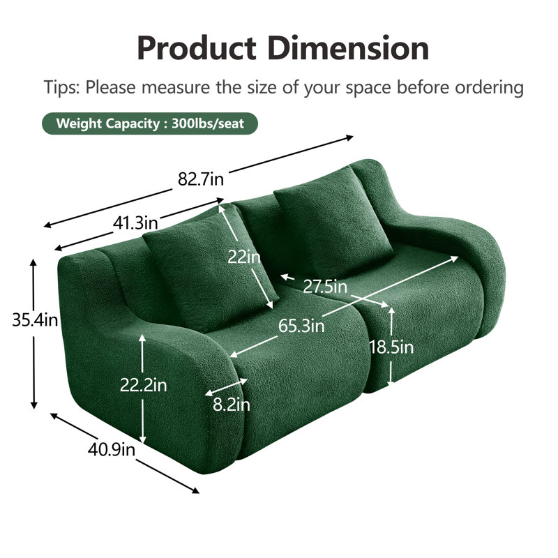 Canapé modulaire Boneless, Boucle verte