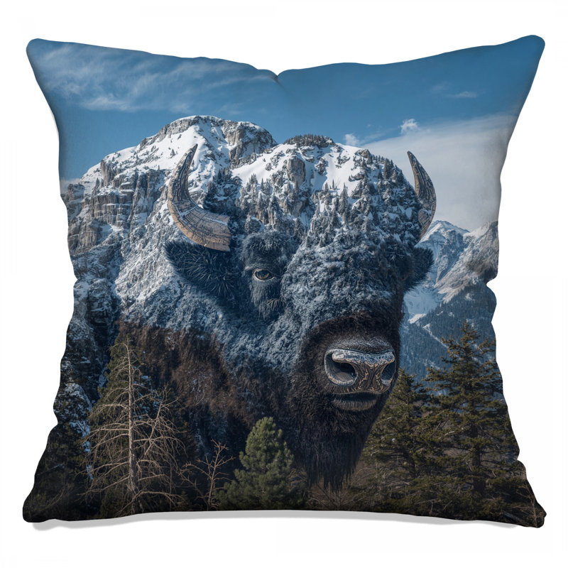 Coussins Mountain Bison Illusion, 20 x 20 inches