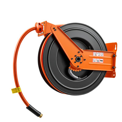 Enrouleur de tuyau d'air rétractable, tuyau en PVC 3/4 po x 50 pi Max 300PSI, enrouleur de tuyau de compresseur d'air à enroulement automatique avec plomb de 5 pi, bras double en acier robuste pour fixation au plafond / au mur