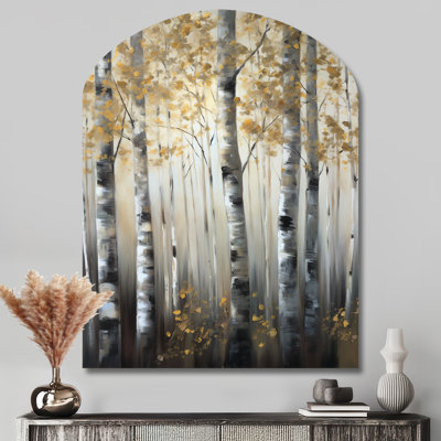 Birch Tree Forest Wonderland V - Arch Tree Metal Wall Decor, Asymmetrical Metal Wall Sculpture Print