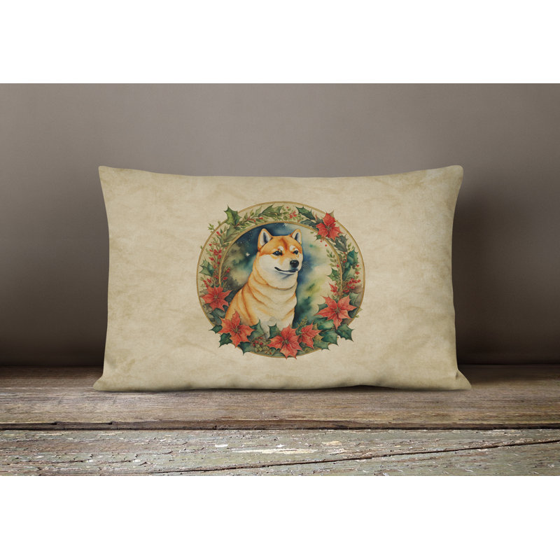Coussin Christmas, 12 po x 16 po, Rectangulaire, Shiba