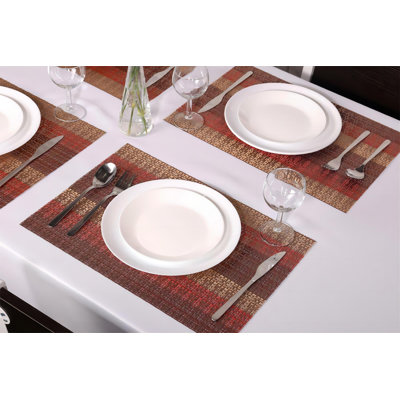 Red Placemats Set Of 6 - Vintage Vinyl Table Mats, 12X18 Inch, Washable Wipeable Heat-Resistant No-Slip Place Mats, For Kitchen Dinner Dining Table Indoor Outdoor, Durable, Easy To Clean