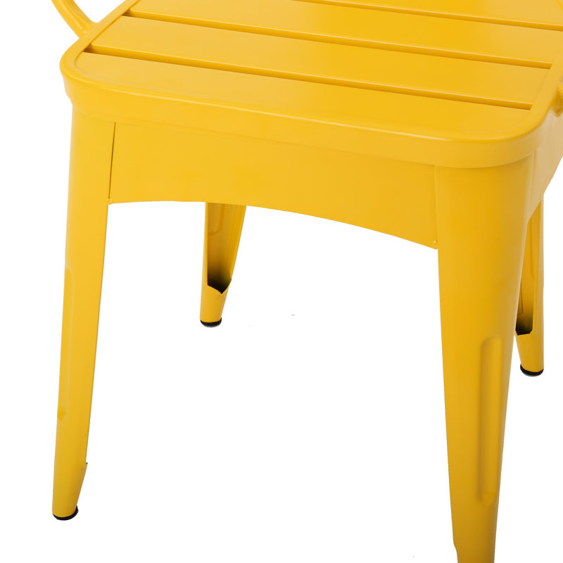 Yellow Powder-coated Iron Bistro - 3 Pc Kd Metal For Courtyard Use Outdoor Relaxation