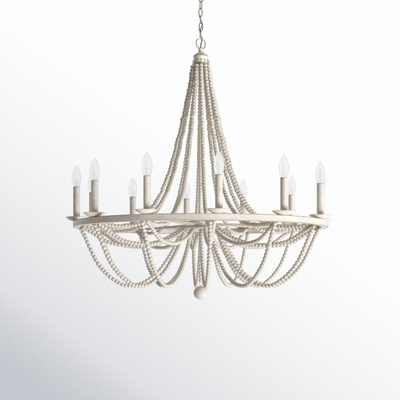 Speier 12-Light Wagon Wheel Chandelier , Ivory Wash