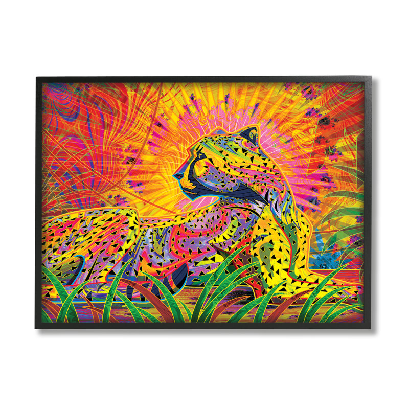 Fractal Leopard par Michael Ward, H 11 po x l 14 po x P 1,5 po, Estampe numérique Farmhouse