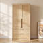 Armoire-penderie autoportante en bois avec 2 tiroirs