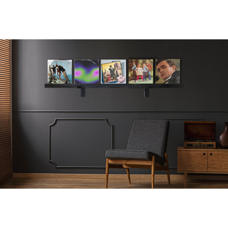 Rayne Record Display Shelves, 63x3x2, Black