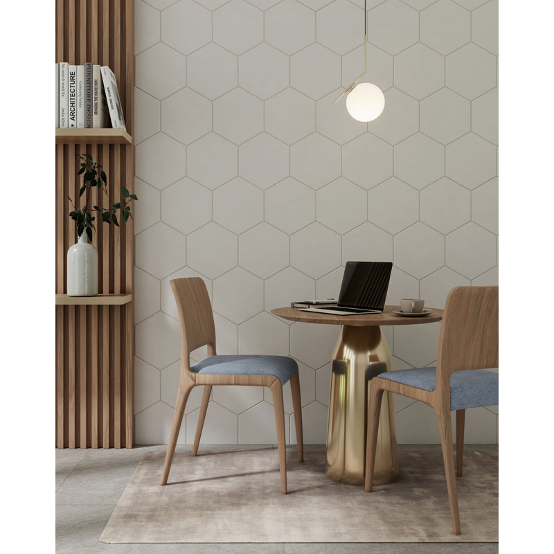 Honeycomb 9in.x10in. Hexagon Porcelain Tile, White Matte