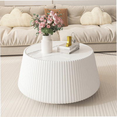 Table basse moderne en cuir fritté clair avec dessus en pierre pour meubles de salon (chaque table possède un motif unique)