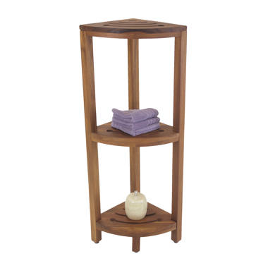 AquaTeak Kai Small 3-Tier Corner Teak Bath Shelf