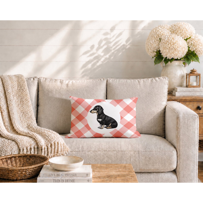 Coussin réversible intérieur / extérieur Dachshund Dog, 25 x 18, Pêche