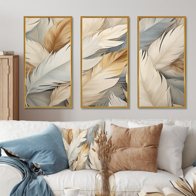 Feathery Plumes II - Ensemble de décorations murales plumes