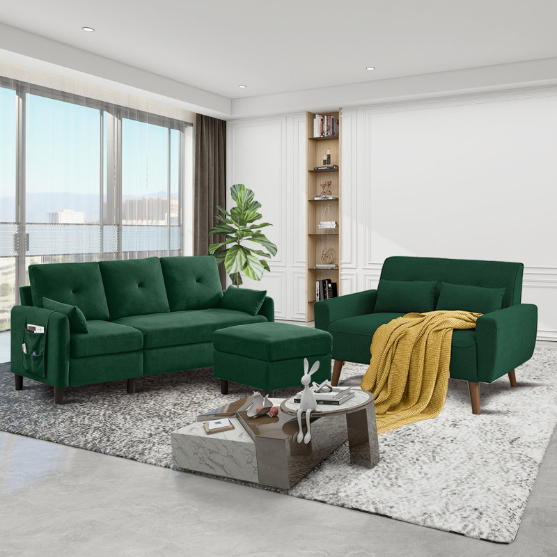 Susete 3 - Piece Living Room Set, Green