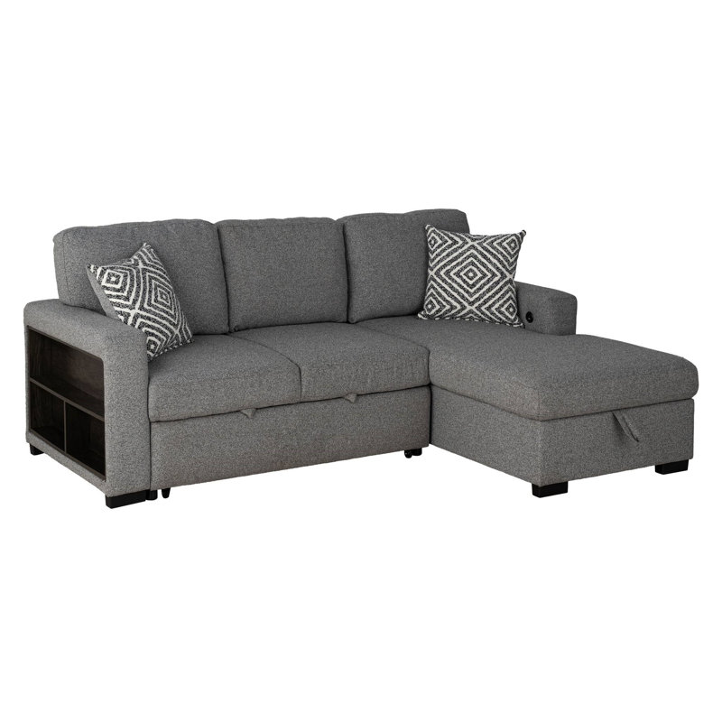 93.4" W Contemporary Right-Chaise Sectional, Gray, Right Hand Facing