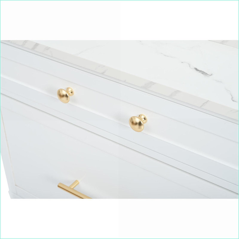 Ensemble de 2 garde-bouches de cuisine modernes blancs de 83,7 po de hauteur avec plateau en faux marbre et amp; 5 tiroirs | Panneau de fibres à densité moyenne | Tablettes réglables