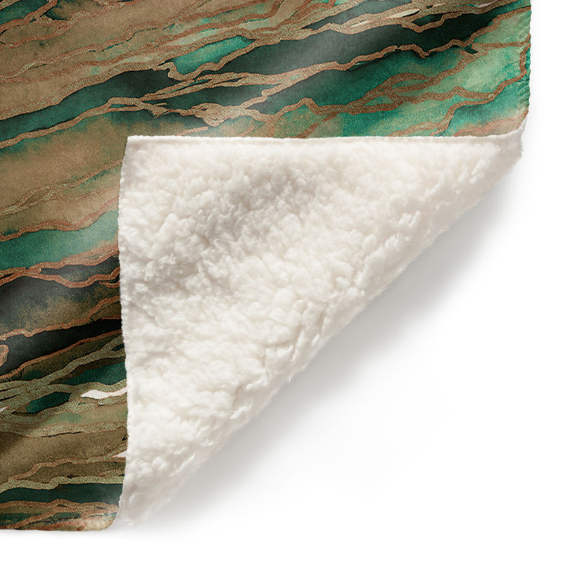 Couverture sherpa doux vert foncé brun agate magic, l 51 po x L 60 po