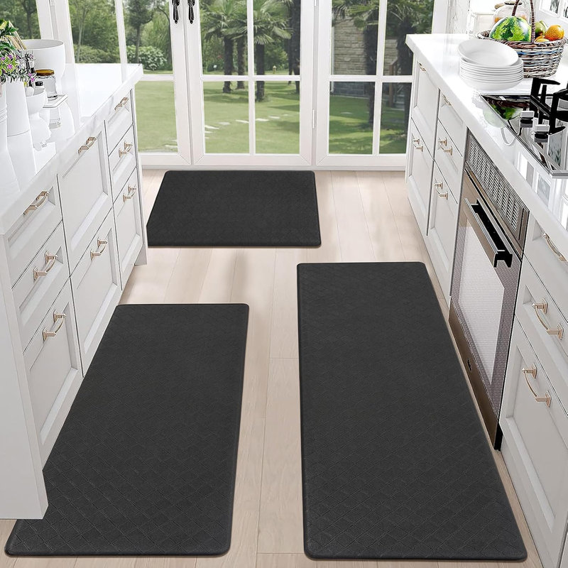  Standing Anti-fatigue Kitchen Mats (Set of 3), Black